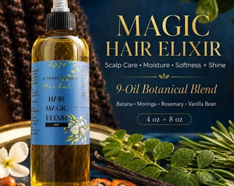 Magic Hair Elixir – 9-Oil Botanical Hair + Scalp Treatment with Batana + Rosemary |Botanical Hair Growth Oil |Organic Hair Oil with Moringa