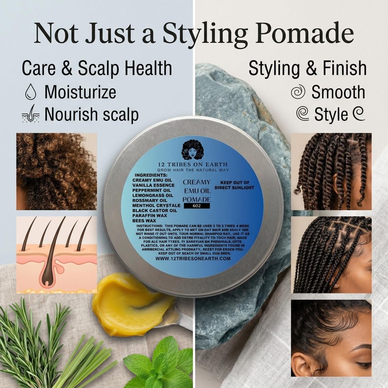 Creamy Emu Oil GROWTH Pomade 8oz | Natural Hair Pomade for Women, Dry Scalp Moisturizer and Soft Styling Pomade, All Hair Types LeaveIn image 12