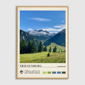 Tinta a óleo digital, impressão de Triesenberg, arte de parede de Triesenberg, pôster de Triesenberg, foto de Triesenberg, decoração de parede de Vaduz, pôster de Liechtenstein