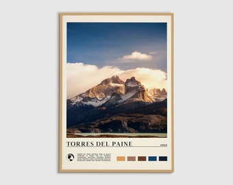 Digital Oil Paint, Torres Del Paine Print, Torres Del Paine Wall Art, Torres Del Paine Poster, Torres Del Paine Photo, Chile Poster