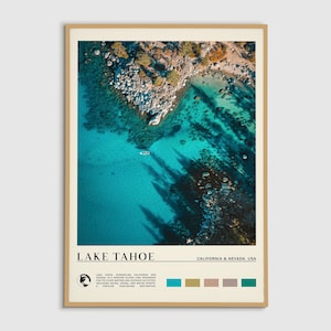 Digital Oil Paint, Lake Tahoe Print, Lake Tahoe Wall Art, Lake Tahoe Poster, Lake Tahoe Photo, Lake Tahoe Poster Print, Lake Tahoe Decor
