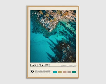 Digital Oil Paint, Lake Tahoe Print, Lake Tahoe Wall Art, Lake Tahoe Poster, Lake Tahoe Photo, Lake Tahoe Poster Print, Lake Tahoe Decor