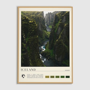 Pintura al óleo digital, impresión de Islandia, arte mural de Islandia, póster de Islandia, fotografía de Islandia, impresión de póster de Islandia, decoración de pared de Islandia, impresión de Europa