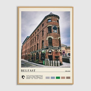 Digitale olieverf, Belfast print, Belfast muurkunst, Belfast poster, Belfast foto, Belfast posterprint, Belfast muurdecoratie, poster Ierland