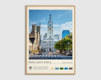 Peinture à l’huile numérique, impression de Philadelphie, art de Philadelphie, affiche de Philadelphie, photo de Philadelphie, impression d’affiche de Philadelphie, Pennsylvanie