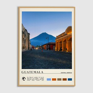 Pintura al óleo digital, impresión de Guatemala, arte mural de Guatemala, póster de Guatemala, fotografía de Guatemala, impresión de póster de Guatemala, decoración de pared de Guatemala