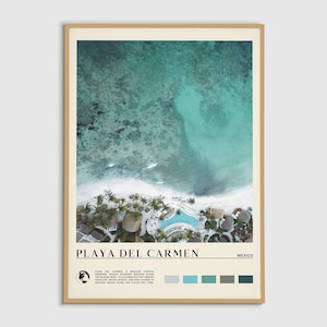 Pintura al óleo digital, impresión de Playa del Carmen, arte de la pared de Playa del Carmen, cartel de Playa del Carmen, foto de Playa del Carmen, impresión de cartel de México