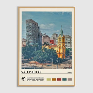 Pintura al óleo digital, impresión de Sao Paulo, arte mural de Sao Paulo, póster de Sao Paulo, fotografía de Sao Paulo, decoración de Sao Paulo, impresión de póster de Brasil, Estados Unidos