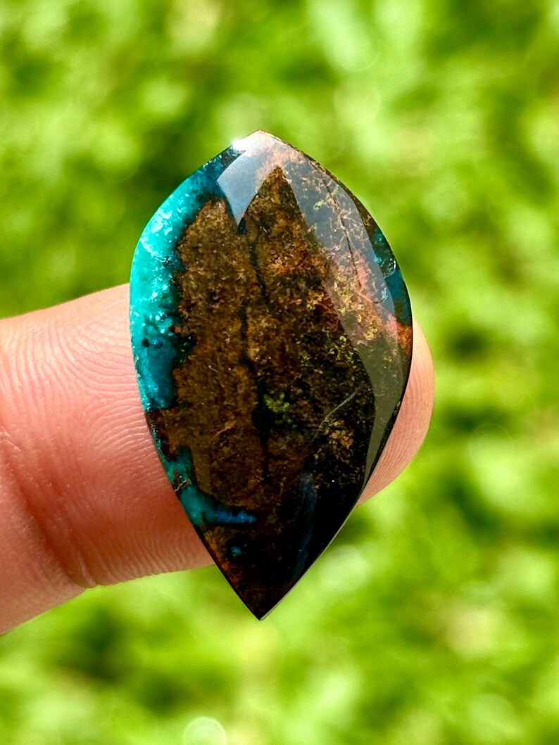 Copper Silica Rocks Rare Native Copper Palamea Gem Silica Cabochon: Vibrant Blue-green ...