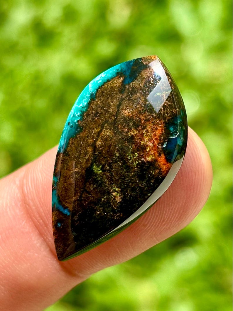 Copper Silica Rocks Rare Native Copper Palamea Gem Silica Cabochon: Vibrant Blue-green ...