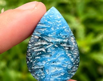 Top Blue seam agate cabochon | blue ice | Crystall nakaurite | Spirit and confidence