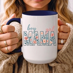 Floral Mama Coffee Mug: Boy Girl Mom Gift