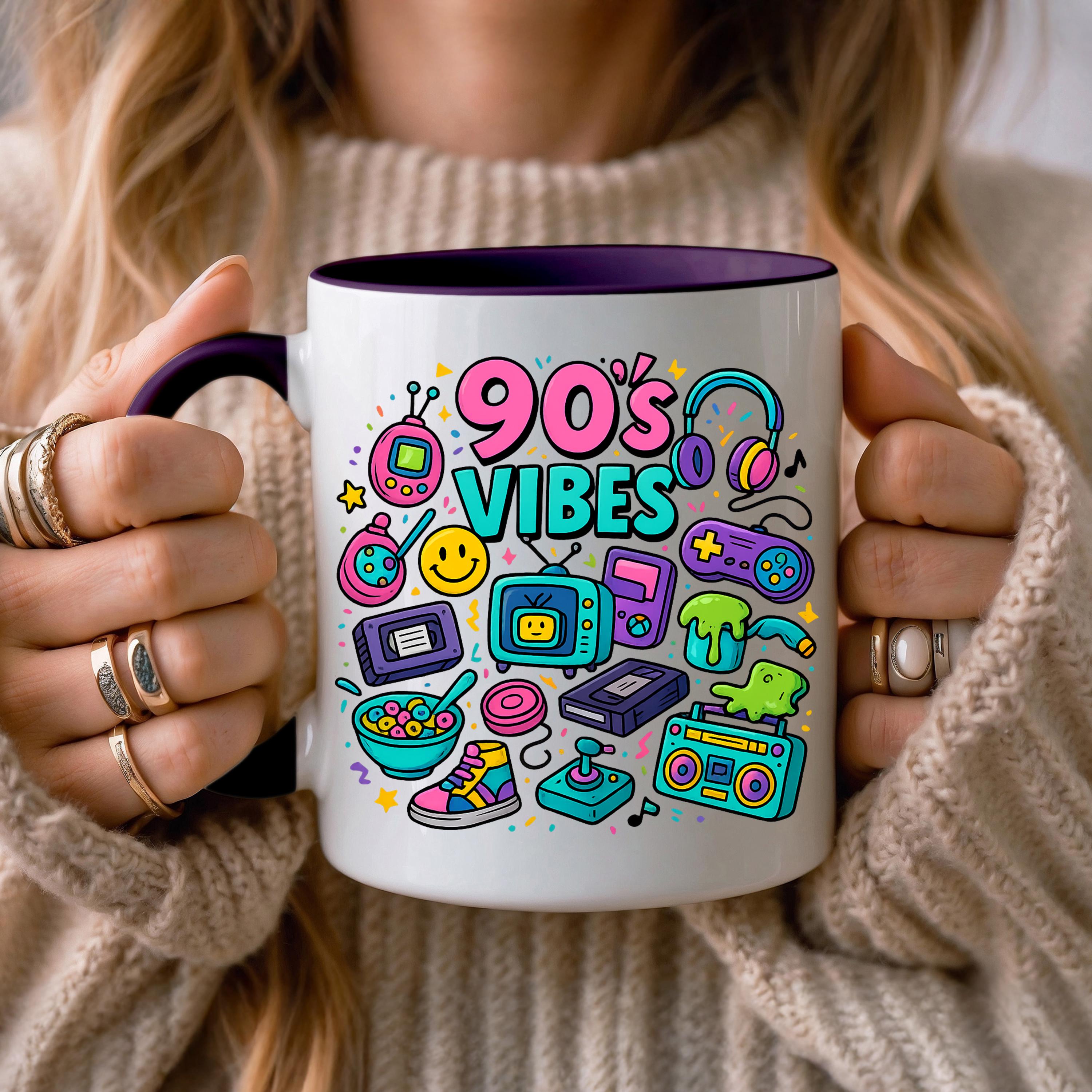 90s Nostalgia Mug: Retro Doodle Coffee Cup, Tamagotchi & Cassette Design -  Etsy