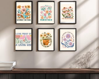 Impressões das Escrituras Cristãs | Pacote Digital de Versículos Bíblicos com Estampas Florais