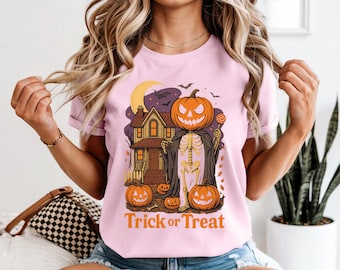 Maglietta di Halloween / Grafica con scheletro a testa di zucca