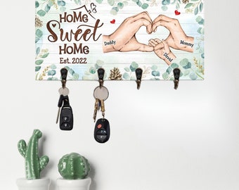Personalized Holding Hand Family Gift For Family Home Sweet Home Key Holder Gift For Man Woman New Home New Neighber Family New House
