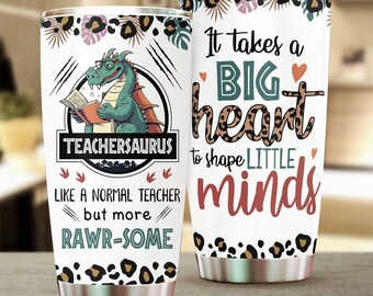 Personalized Teachersaurus Best Gift For Teacher, Tumbler Iced Coffee Tumbler Teacher Appreciation Gift Teacher Life 20oz Tumbler