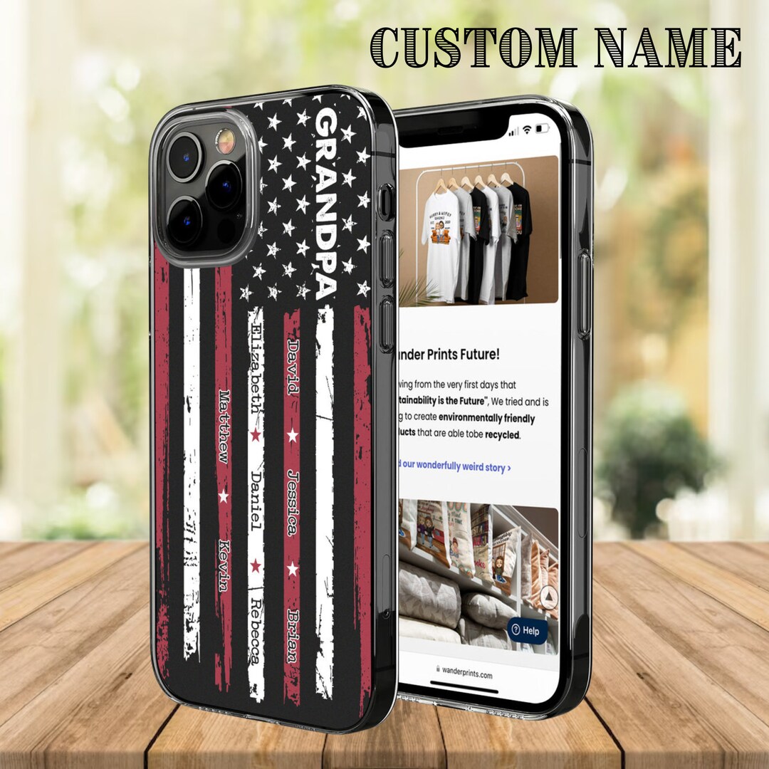 Personalized Stars Stripes Dad Grandpa and Kids Names Phone Case ...