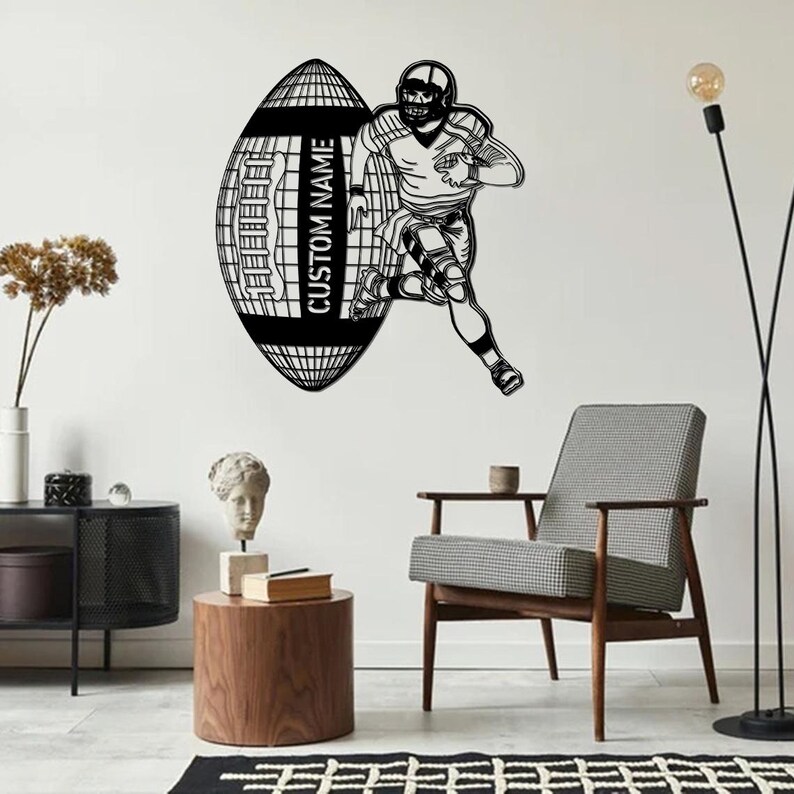 Custom American Football Metal Sign/football Player Name Wall Art