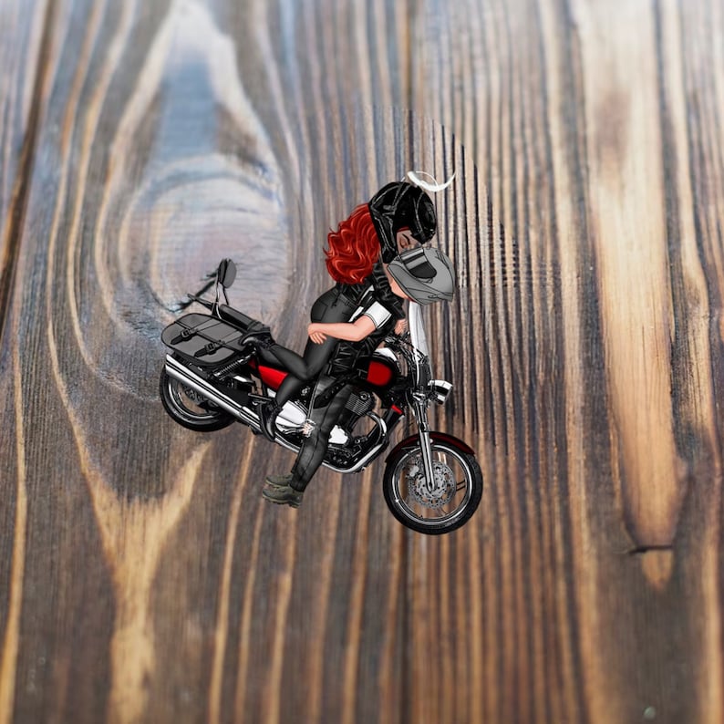 Porte-clés personnalisé couple moto poupée s'embrasser, pour lui elle, faire de la moto ensemble, Saint-Valentin, anniversaire, cadeau d'anniversaire image 8
