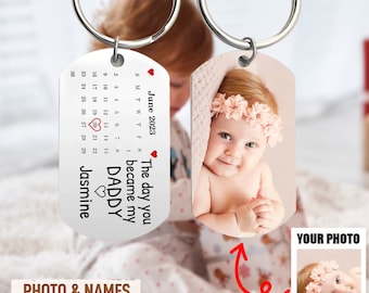 Personalized Calendar Custom Photo The Day You Became My Mommy Keychain, Kids Keychain,Personalized Name Keychain, Custom Calender Keychain