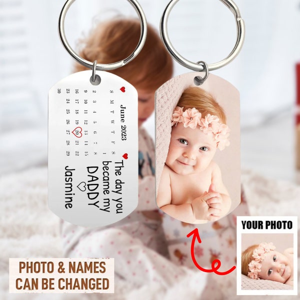 Personalized Calendar Custom Photo The Day You Became My Mommy Keychain, Kids Keychain,Personalized Name Keychain, Custom Calender Keychain