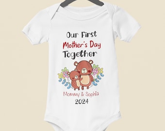 Grenouillères personnalisées pour la première fois de la fête des mères 2024, grenouillères ensemble 2024, première combinaison bébé fête des mères, cadeau fête des mères, cadeau maman