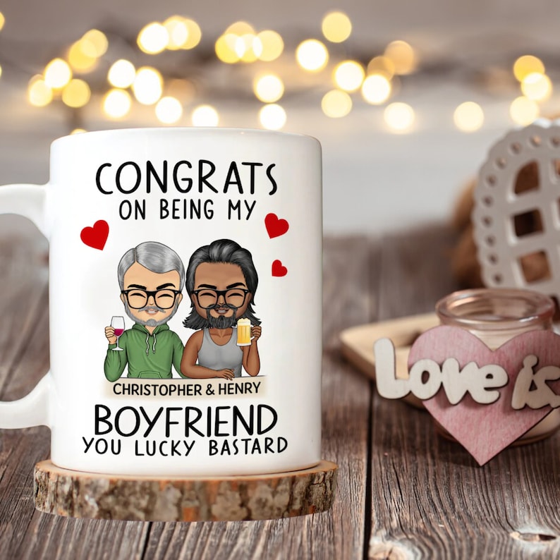 Personalized Congrats On Being My Husband Chibi Mug, Custom Mug For Couple Valentine, Anniversary, Birthday Gift For Her, Him image 6