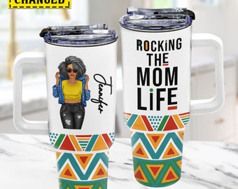 Personalized Rocking The Mom Life Tumbler 40 Oz, Gift For Mother, Mothers Day Gift, Mama Birthday Tumbler, Gift For Her, Custom Name Gift