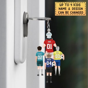 Porte-clés acrylique personnalisé pour papa footballeur et enfants, cadeau fête des pères pour papa, cadeau pour papa footballeur, amateur de football, cadeau d'anniversaire de footballeur image 1