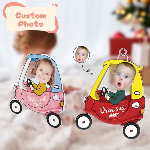 Personalized Baby Photo Drive Safe Daddy Acrylic Keychain, Gift For Family Members, Funny Acrylic Car Keychain, Drive Safe Mommy Keychain