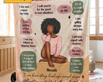 Gepersonaliseerde My Morning Affirmations Deken, Inspirerend Cadeau, Geestelijke Gezondheidscadeaus voor vrouwen, Religieuze Geschenken Bijbelvers Christelijke Geschenken