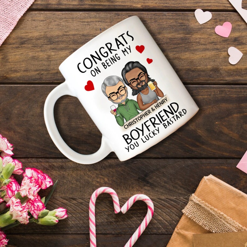 Personalized Congrats On Being My Husband Chibi Mug, Custom Mug For Couple Valentine, Anniversary, Birthday Gift For Her, Him image 4