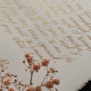 Kalligraphie Angepasst | Buchstabe | Liebesbrief | Hochzeit Gelübde | Songtext | Jubiläumsgeschenk | Hand gerissene Kanten optional