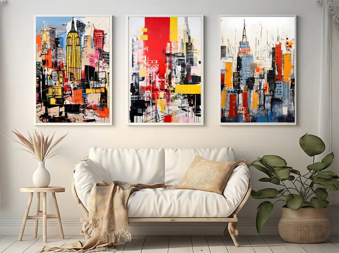 Graffiti Wall Art Canvas Prints Set of 3, Street Art on Canvas