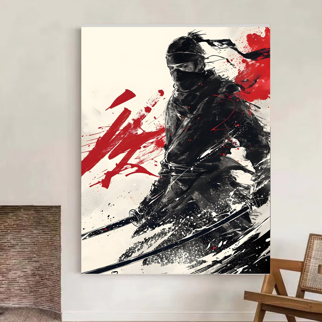 Japanese Samurai Wall Art, Japandi Wall Art, Japanese Warrior Wall Art