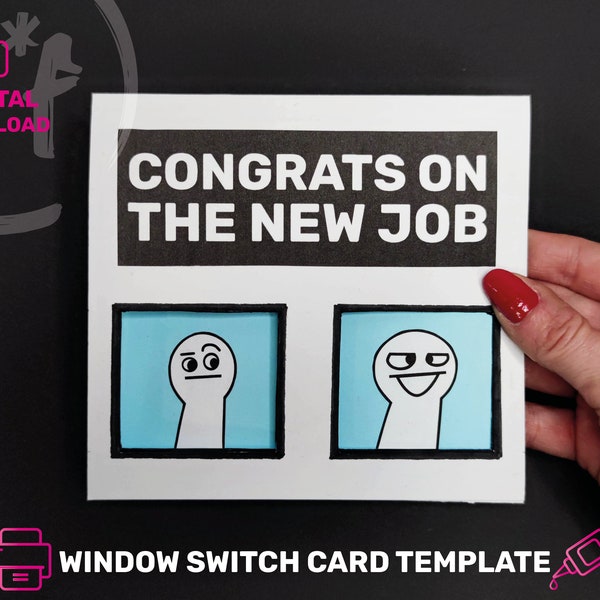 Digital file only |Template for Coworker leaving card | Download includes text and comic characters | Printable design for folding card