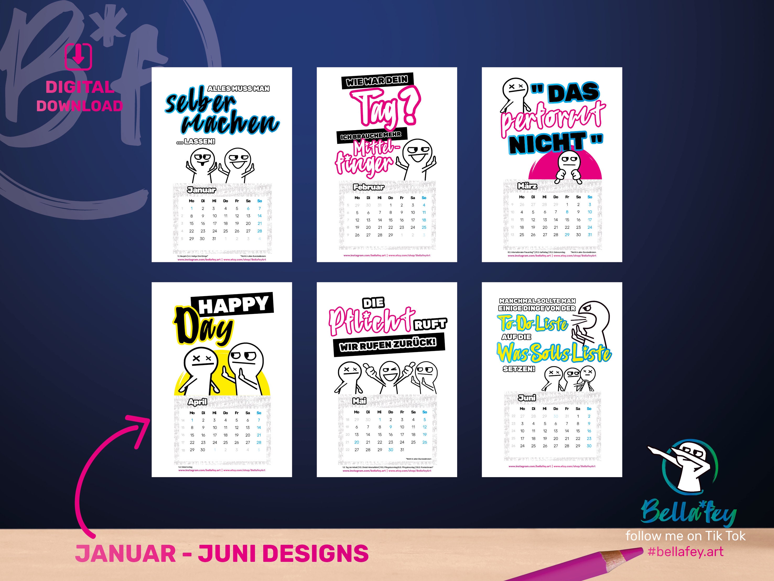 Druckbarer Kalender 2024 Work Meme Kalender 2024 Kalender Etsy