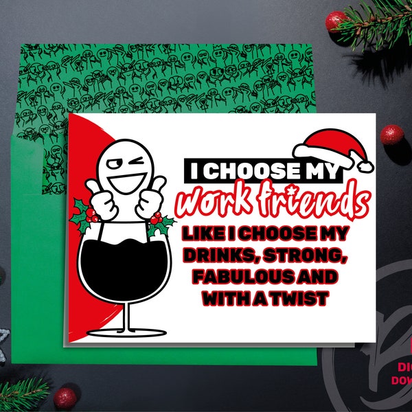 Printable Coworker Christmas Card Funny: I choose my work friend | Coworker Xmas Card | Secret Santa |Work Christmas |Funny Xmas | Coworker
