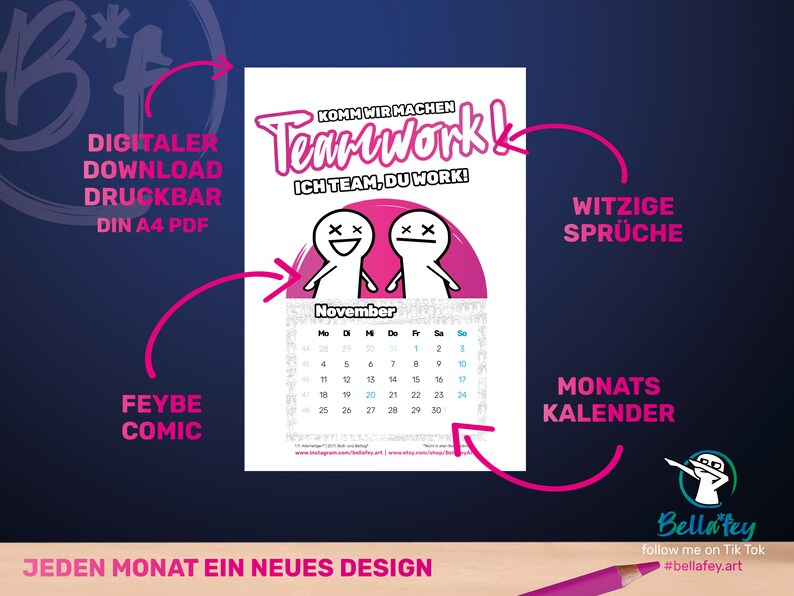 Druckbarer Kalender 2024 Work Meme Kalender 2024 Kalender Etsy