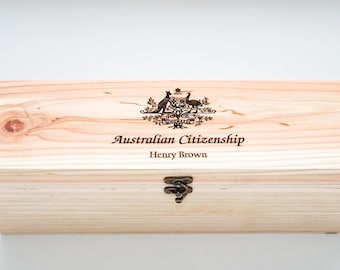 Engraved Wooden Box and Patriotic Mugs | Personalised Box | Australia Gifts | Custom Mug