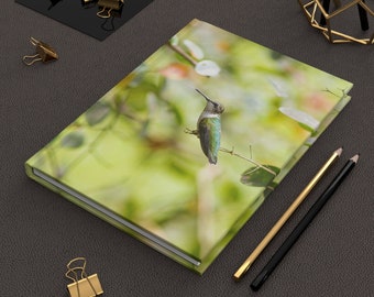 Bird Journal, Hummingbird Journal, Simple Journal, Ruby Throated Hummingbird Hardcover Journal Matte