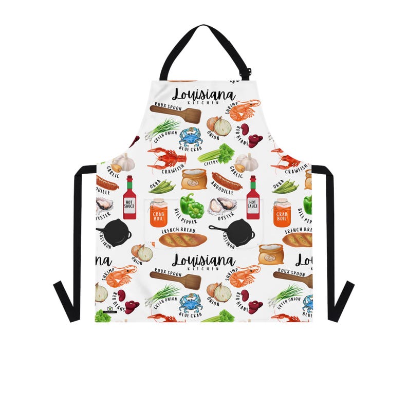 NEW Louisiana Kitchen Apron - Cooking Apron, Chef Apron, Adjustable Apron, Foodie Gift, Kitchen Accessories, Louisiana Gift image 1