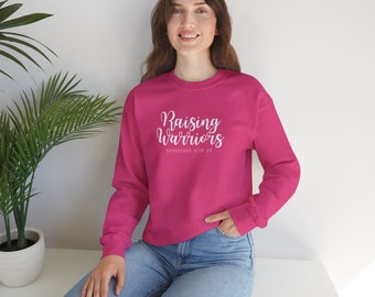 Unisex Heavy Blend™ Crewneck Christian Sweatshirt, Raising Warriors Sweatshirt