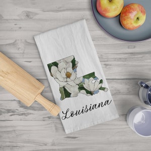 Louisiana Magnolia Tea Towel, Louisiana Gift, Gift for her, Louisiana Tea Towel