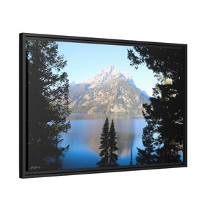 Jenny Lake Leinwand, gerahmte Bergleinwand, Grand Teton Leinwand, gerahmte Bergwandkunst, matte Leinwand, schwarzer Rahmen