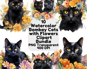 Watercolor Sphynx Cat With Flowers Clipart Cat PNG Transparent ...
