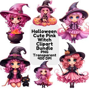 Halloween Clipart Pink Pumpkins Halloween Flower Spooky Clipart Witches png Transparent Background Mystical Clipart Pink Witch Fall Clipart