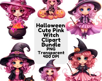Halloween clipart roze pompoenen Halloween bloem Spooky clipart heksen png transparante achtergrond mystieke clipart roze heks herfst clipart
