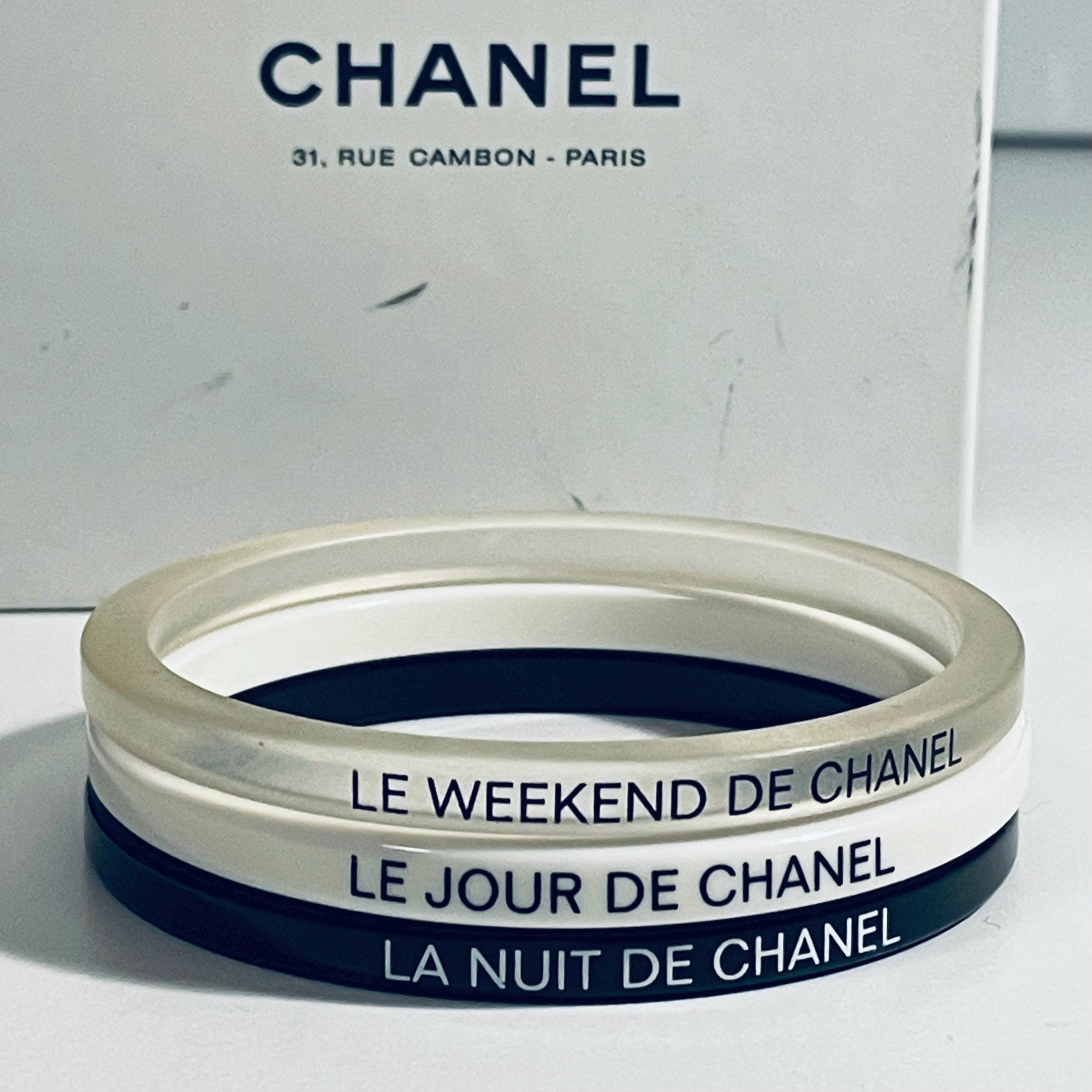 A Set of 3 Authentic Chanel Bangles, Bracelets, Vintage, Black